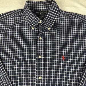 Vintage Ralph Lauren Blaire Large Shirt 100% Cotton Plaid Button-Down 90s Preppy